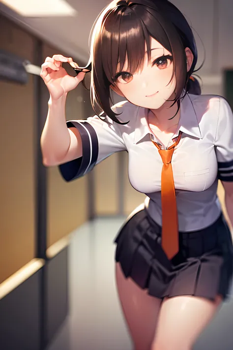 ((School Uniforms:1.5)), ((Black pleated skirt)),BREAK, ((In Kyoto Animation Style)), masutepiece, Professional Lighting, Detailed face, Detailed eyes, super precision, Extremely beautiful, Princess Face, 1 girl, Sexy Girl, ((Solo:1.5)), ((15 years old)), ...