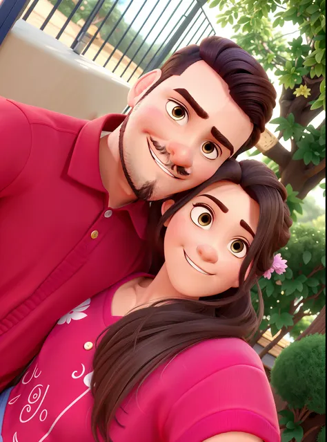 Casal estilo disney pixar melhor qualidade alta qualidade. Homem moreno cabelo comprido crespo barba e mulher loira olhos azuis cabelos longos lisos