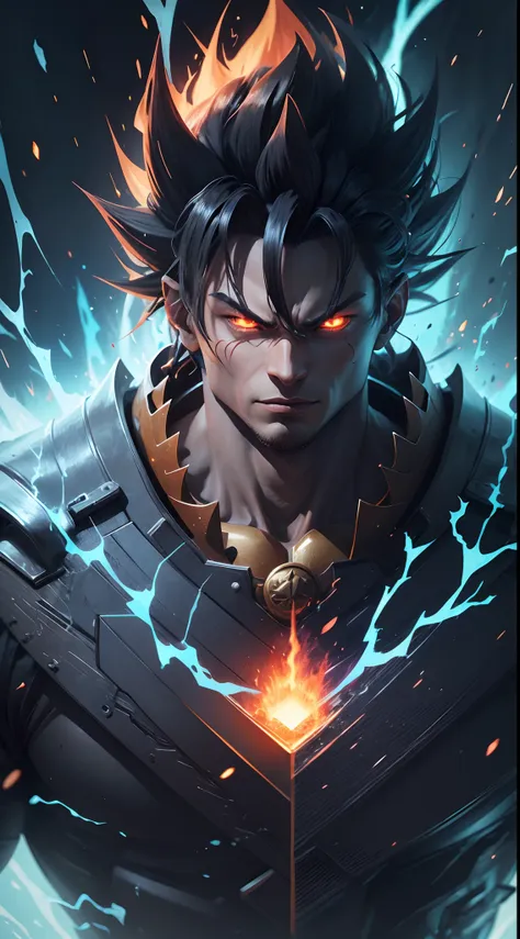 Get ready for a visual feast with Black Goku Demon God has a handsome face and piercing red eyes. In his transformed state, he radiates extreme instinct and power, creating an epic anime about this man of energy. See how he manipulates fire and lava in stu...