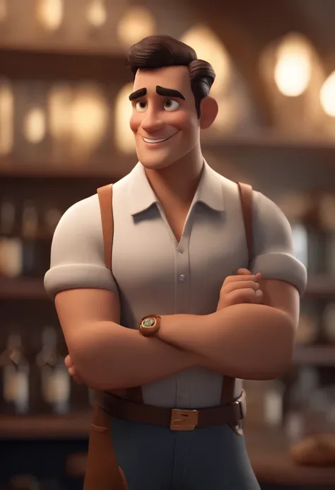 Personagem de desenho animado de um homem usando uma camisa bra, um personagem animado, Caractere estilizado, animation style rendering, 3D estilizado, Arnold Maya render, 3 d render stylized, toon render keyshot, Personagem 3D, Personagem 3D, 3d rendering...