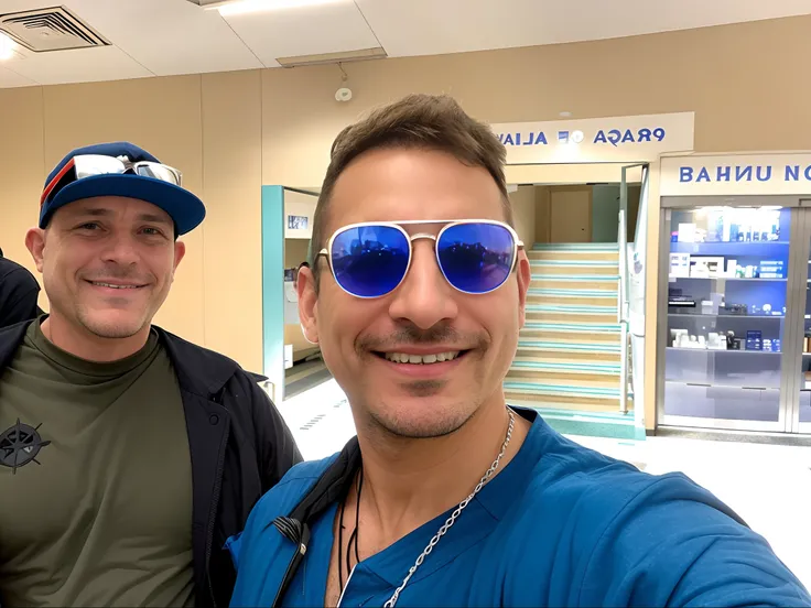 There are two men standing in a building with sunglasses on, Mars Ravelo e Greg Rutkowski, taken in the early 2020s, Homens de 45 anos, instagram post, Directed by: Bernie DAndrea, Postagem no Reddit, taken in the late 2010s, In Sao Paulo, em um shopping, ...