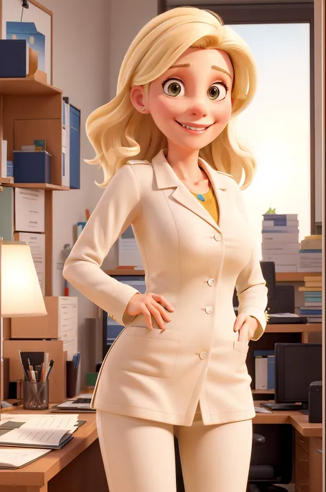 Obra-prima, de melhor qualidade, a blonde gynecologist doctor, Wearing a doctors outfit, in your office.