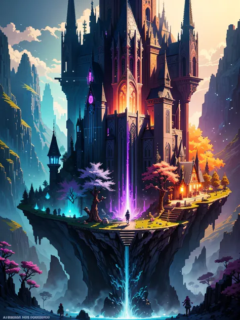 pixel art, rpg style, fantasy, intricate, colorful, high contrast colors, very detailed, high quality, made by Aase Berg, panoramic shot, cinematic lighting, high quality, made by Aase Berg, high quality, high contrast colors, high quality, made by Aase Be...