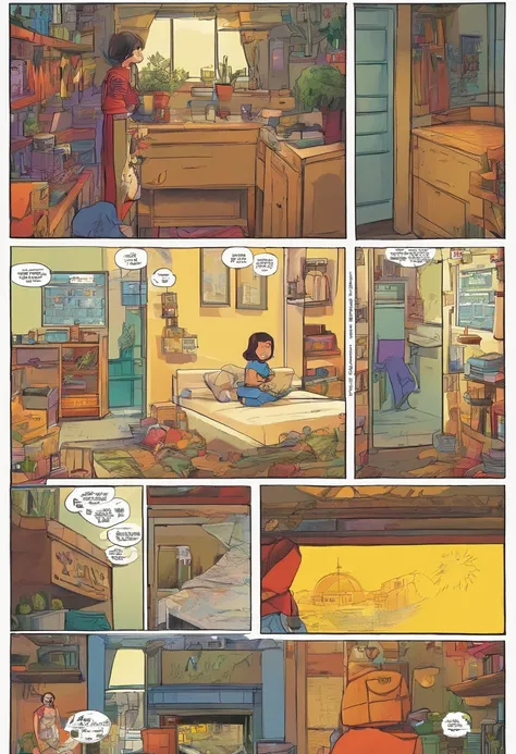 Quadrinhos americanos, The comic is presented in several irregular panels with colors. A girl wakes up in her house and realizes that she is alone and when she comes out she could only see lifeless bodies around her. The empty streets were filled with moti...