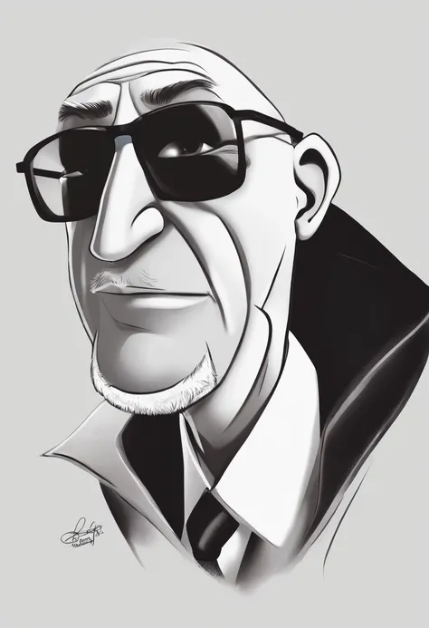 Disney Pixar style cartoon character of a light brunette bald man with black square glasses and low beard gray parts, ele usa camiseta escrito eu nasci denovo e esta falando na igreja com uma cruz de led ao fundo na parede , esse homem tem olhos levemente ...