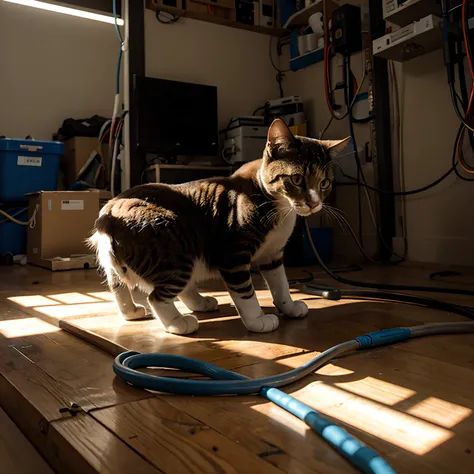 Cat tinkering with the electrics