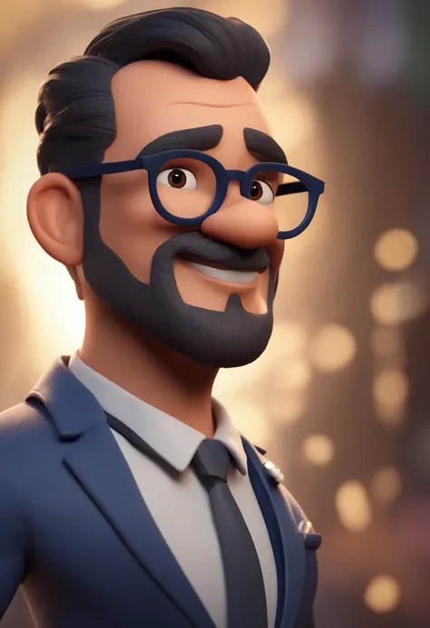 Cartoon character of a man wearing black glasses and a blue shirt, um personagem animado, Caractere estilizado, animation style rendering, 3D estilizado, Arnold Maya render, 3 d render stylized, toon render keyshot, Personagem 3D, Personagem 3D, 3d renderi...