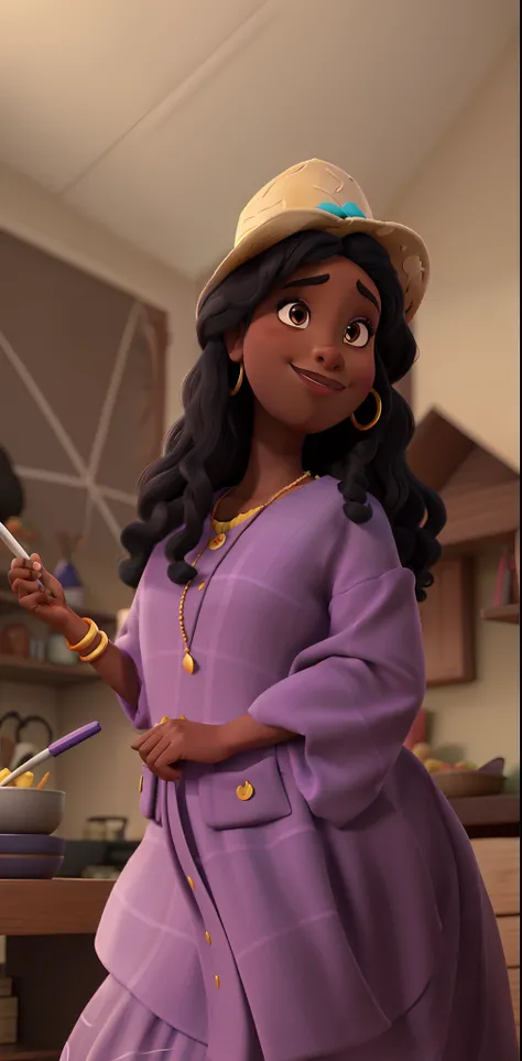 Black woman in pagodeira style in pixar strokes/Disney