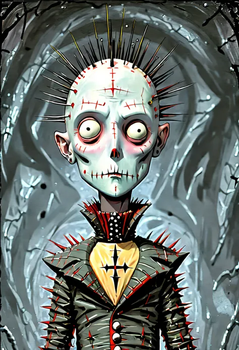 closeup portrait 2d, painting anime artwork 1boy as (pinhead:1.4) from hellraiser horror style,anime style, key visual, vibrant,...