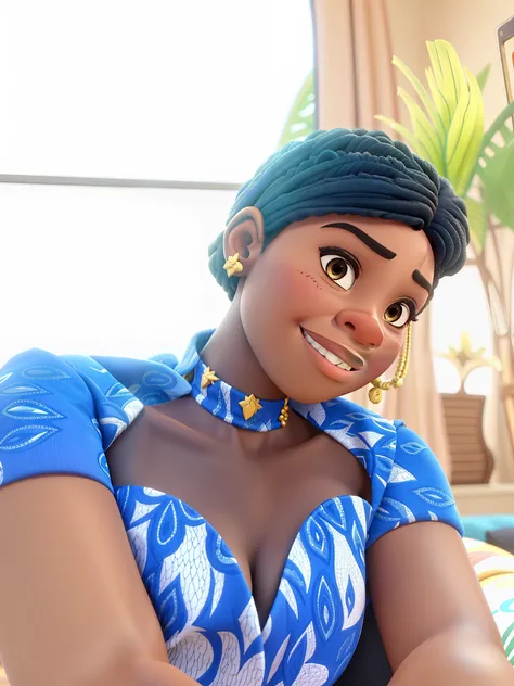 Uma mulher africana em um casamento com estilo disney pixar, com alta qualidade e melhor qualidade