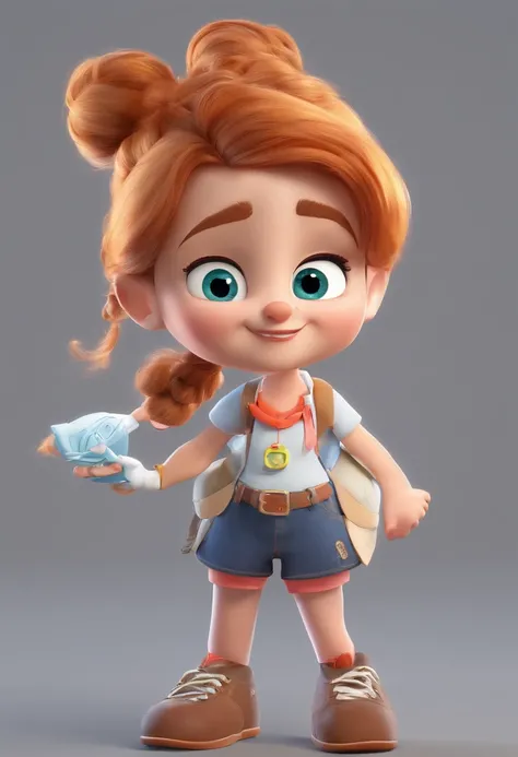 Estilo Pixar: MULHER PRETA com cabelo CACHEADO curto, castanho escuro, OLHO castanhos claros de casaco branco segurando uma bola, em atendimento domiciliar  , 3D Poster,Disney