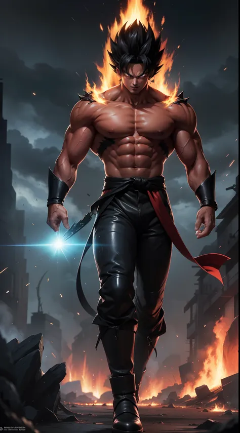 get ready for a visual feast with black demon god, a creature with a handsome face and piercing red eyes. in his transformed sta...