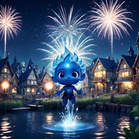 (Pixar style:1.5), (Pixar character:1.5), (chibi emote:1.5), (chibi character:1.5), (fantasy:1.5), (magical world:1.5), (spiritual world:1.5), (elemental character:1.5), (elemental town:1.5), (elemental futuric city:1.5), (night:1.5), (under fireworks:1.5)...