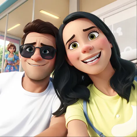 casal no estilo disney pixar, alta qualidade, melhor qualidade