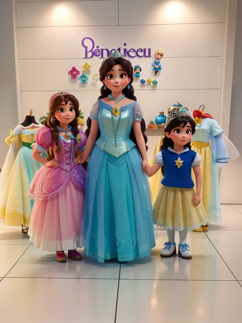 Menina vestida de Bela Adormecida, menina vestida de Elsa, mejina vestida de Branca de neve, estilo pixar, alta qualidade, melhor qualidade