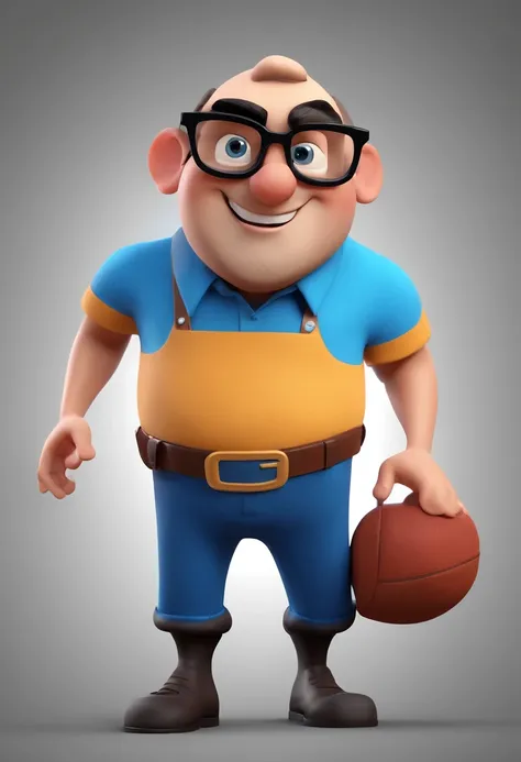 Cartoon character of a man with black glasses and a blue shirt, animation character, Caractere estilizado, animation style rendering, 3D estilizado, Arnold Maya render, 3 d render stylized, toon render keyshot, Personagem 3D, Personagem 3D, 3d rendering st...