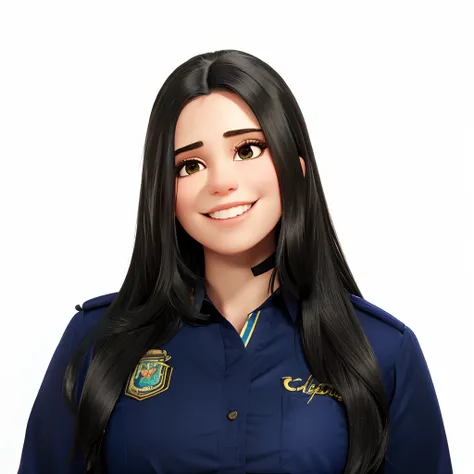 mulher sorridente no uniforme com longos cabelos pretos e uma camisa azul, Alanis Guillen, fernanda suarez, julia fuentes, Karla Ortiz, Lorena Avarez, Adriana DXIM, Estefania Villegas Burgos, Caroline Gariba, Marischa Becker, Magda Torres Gurza, cindy avel...