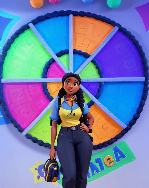 A black woman with pixar-style braided hair, alta qualidade, melhor qualidade