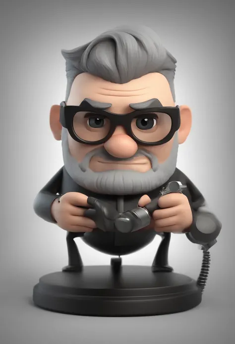 Cartoon character of a man wearing black glasses, tatuador, Using a Tattoo Machine, um personagem animado, Caractere estilizado, animation style rendering, 3D estilizado, Arnold Maya render, 3 d render stylized, toon render keyshot, Personagem 3D, Personag...