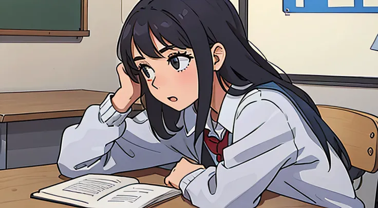 High school girl taking an exam