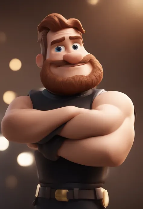 Personagem de desenho animado de um homem com cabelo curto, American cut style and medium beard wearing black t-shirt, um personagem animado, Caractere estilizado, animation style rendering, 3D estilizado, Arnold Maya render, 3 d render stylized, toon rend...