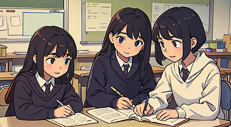 Elementary school students doing homework