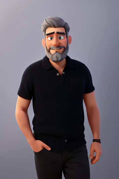 a man with a beard and gray hair, disney pixar style, high quality, best quality