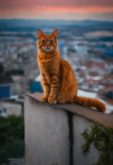 gato brincado com bolinha,on top of the building