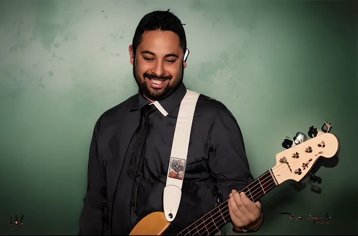 Arafed man with headphones playing a bass in a recording studio, baixista, studio recording, music being played, Alex Flores, baixo vaughan, ástor alexander, joe alves, Paulo Heaston, Pablo Oliveira, caio santos, Miguel Vicente, rocking out, Nick Silva, da...