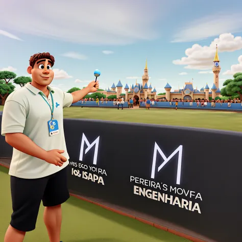 disney pixar style with a text "pereira e moura engenharia"