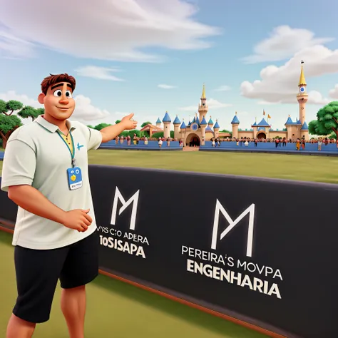 disney pixar style with a text "pereira e moura engenharia"