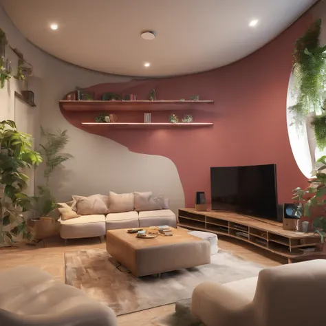 Giant TV room with video game and sofa