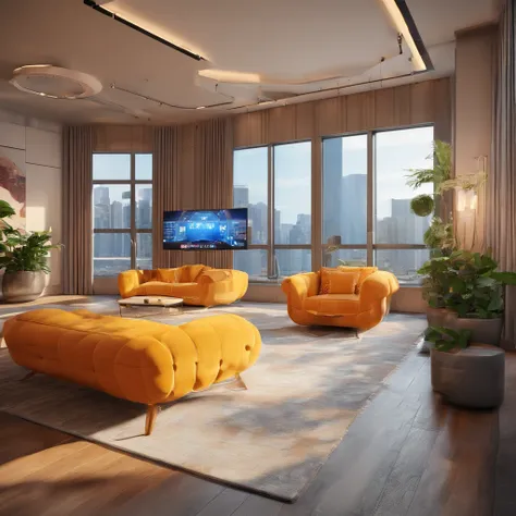 Giant TV room with video game and sofa