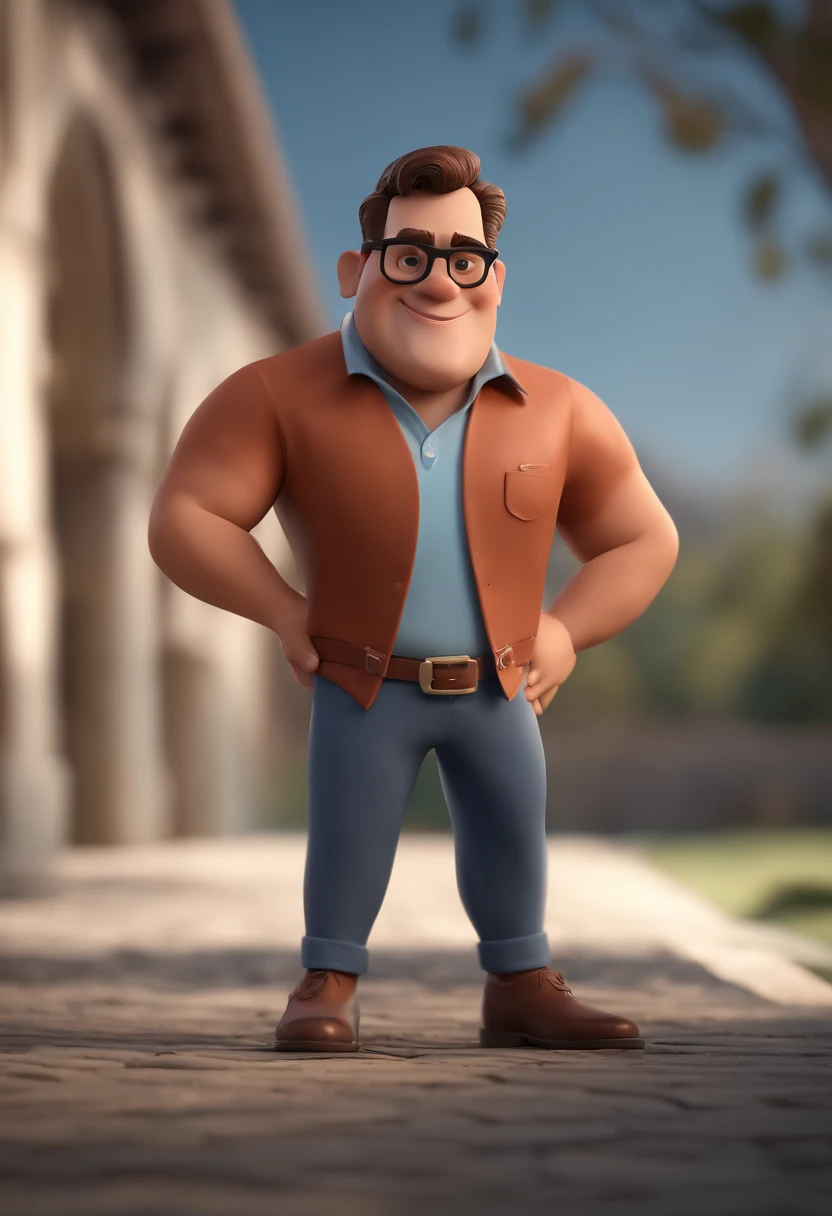 Cartoon character of a man with black glasses and a blue shirt, animation character, Caractere estilizado, animation style rendering, 3D estilizado, Arnold Maya render, 3 d render stylized, toon render keyshot, Personagem 3D, Personagem 3D, 3d rendering st...