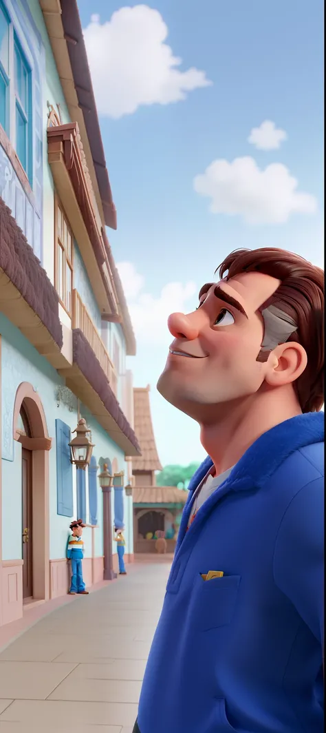 Casal (homem moreno e mulher branca) no estilo Disney Pixar, alta qualidade, melhor qualidade.