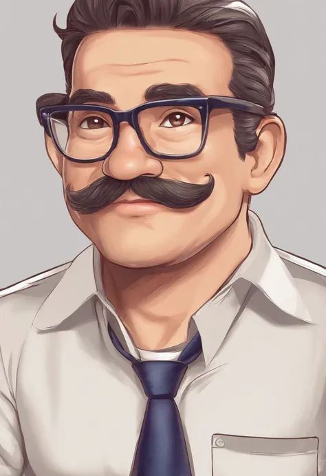 ((best quality)), ((master part)), ((desenhos animados realistas)), ((Personagem perfeito)) - Um retrato frontal meticulosamente detalhado e realista de um homem com cabelo raspado, glasses and a shirt with beautiful textures. O homem olha diretamente para...