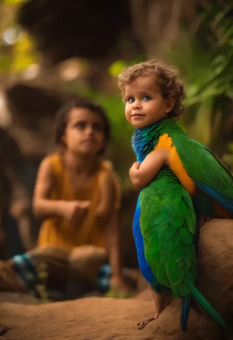 Menino feliz de 3 anos de idade estilo pixar que com um rio no fundo pele branca olhos castanhos Buchecha