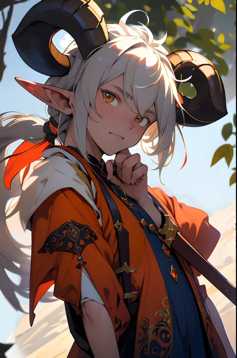 Orange Bard Outfit, Beautiful orange bard clothes, with rhinestones, with white rhinestones, medieval garb , Medieval Orange Bard Clothes, Medieval orange bard outfit with white rhinestones, fantasy, near, close to the camera, Close-up looks, menino.