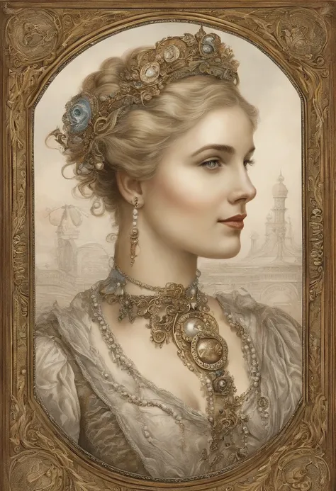 magem de um menino Valois, a young French courtesan of the sixteenth century of the thirteenth century, de 16 anos, com sua beleza e charme . Blonde with white hair and beautiful expressive blue curly eyes with small strands and braids. She is dressed in a...