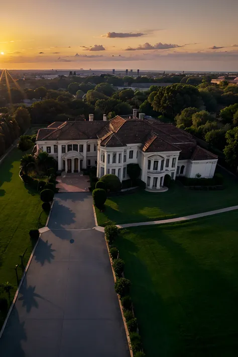 Big mansion, sunset