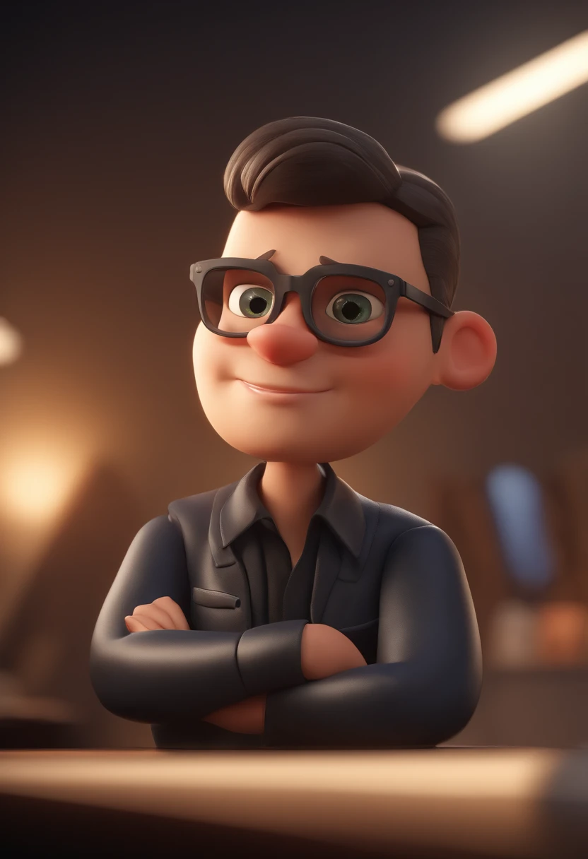 Cartoon character of a man wearing black glasses and a white short sleeve shirt, um personagem animado, Caractere estilizado, animation style rendering, 3D estilizado, Arnold Maya render, 3 d render stylized, toon render keyshot, Personagem 3D, Personagem ...