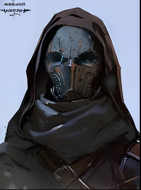 Panoramic view of a person in leather suit with an iron sword and mask, rosto coberto, Arte de fantasia de Doom Slayer, the doomslayer, estilo de arte mais escuro da masmorra, epic RPG portrait, amazing portrait of viego, arte detalhada do jogo, Estilo de ...