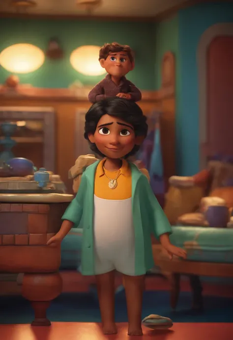 Criar um personagem no estilo pixar dentro de um jaleco. personagem morena