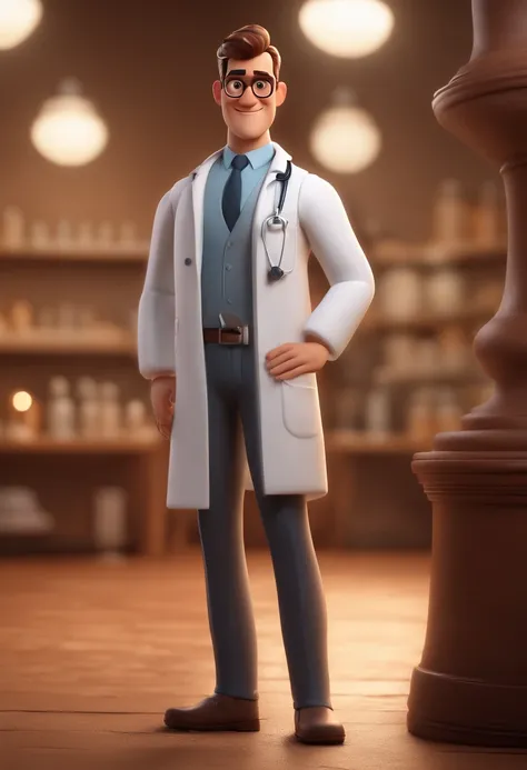 Cartoon character of a man wearing a doctors lab coat, um personagem animado, Caractere estilizado, animation style rendering, 3D estilizado, Arnold Maya render, 3 d render stylized, toon render keyshot, Personagem 3D, Personagem 3D, 3d rendering stylized,...