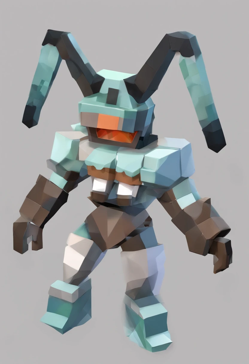 Create a horrifying character using Blockbench that seems to have emerged from the darkest nightmares. Its figure should be distorted and anomalous, with twisted limbs and a body contorted into strange shapes. Its textures should appear as if they are craf...