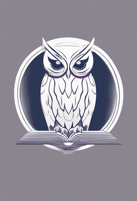 Simple logo design with gradient effect, vector art, Minimalist design, Gradient Effect, Do it in style, Similar to freehand drawing, Use purple colors, blau, Blue Blue and Plain White Outline Line. The logo is a simple image of an owl on books. Imagine th...