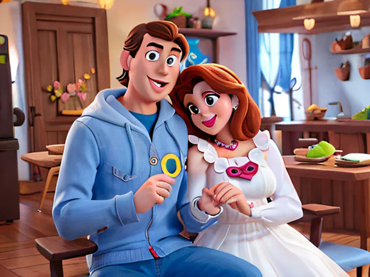 Casal no estilo disney pixar cartoon