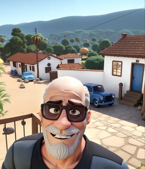 um homem de 30 anos calvo e com barba curta preta estilo disney pixar , alta qualidade , melhor qualidade