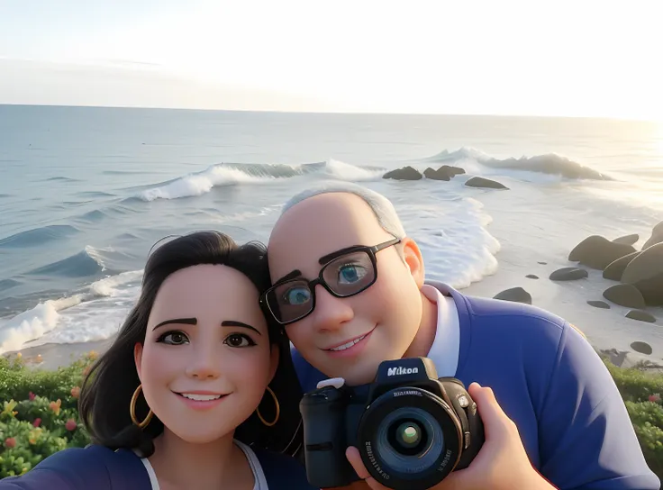 Theyre taking a picture of themselves on the beach with a camera, Vacation telephoto, vacation photo, foto retrato, Looking at camera!!!, foto selfie, Foto tirada com Nikon D750, Foto puxada como Nikon D 7 5 0, Foto selfie 8k, fotografia selfie, foto retra...