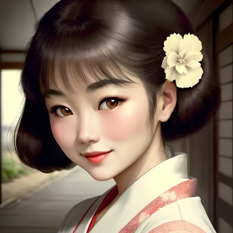 The average face of a beautiful actress from the Showa era in Japan, depicting a beautiful woman with a retro look and feel of the present day, just like today!